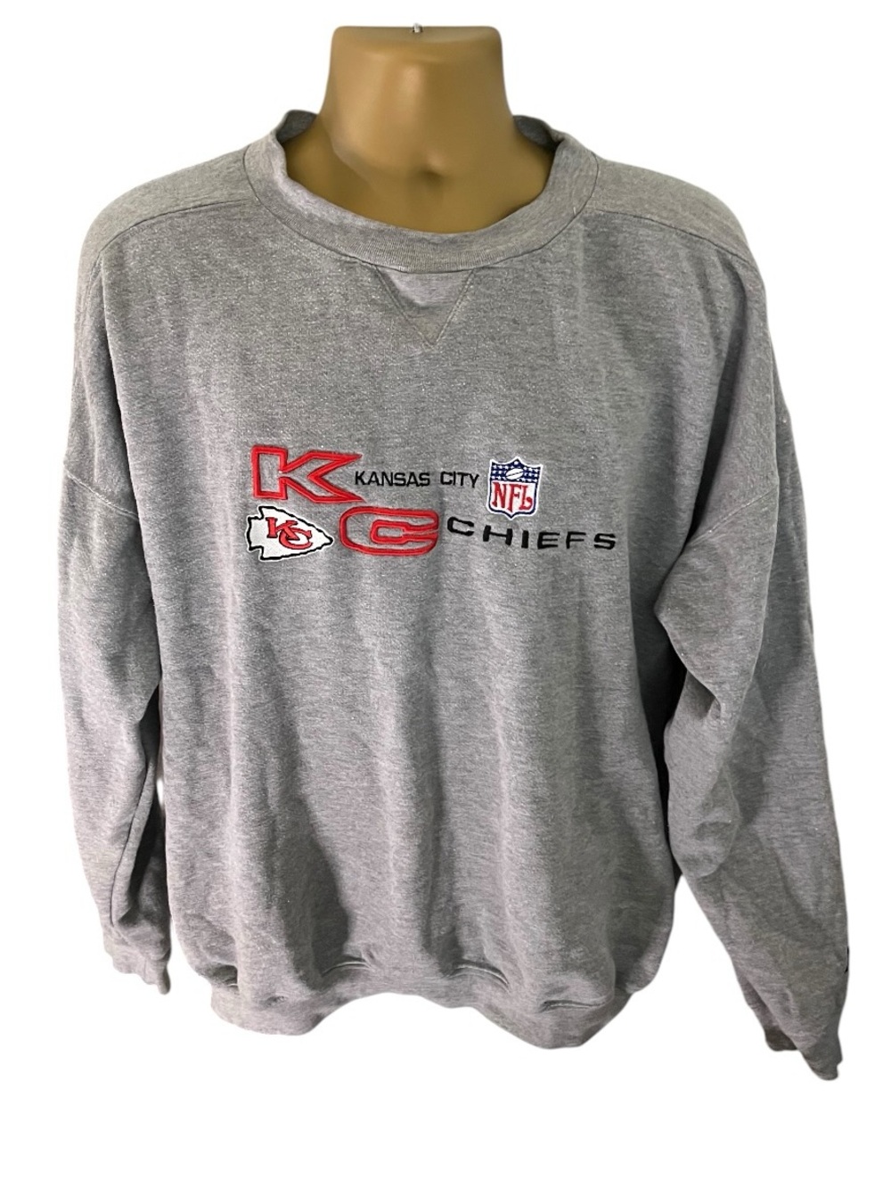 Vintage Y2K Puma Crewneck Sweatshirt Embroidered NFL Kansas City Chiefs Gray XL